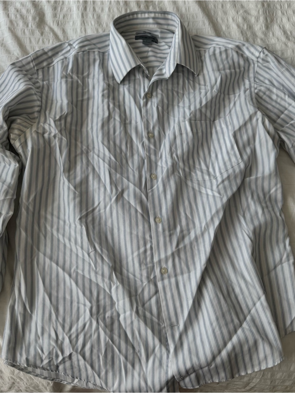 Johnston & Murphy Men's White Shirt with Blue Pinstripes